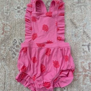 Pink Strawberry Ruffle Romper